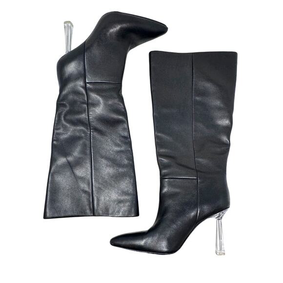 Raye Elo x Revolve Black Leather Boots Clear Heel size 9 - Picture 15 of 15